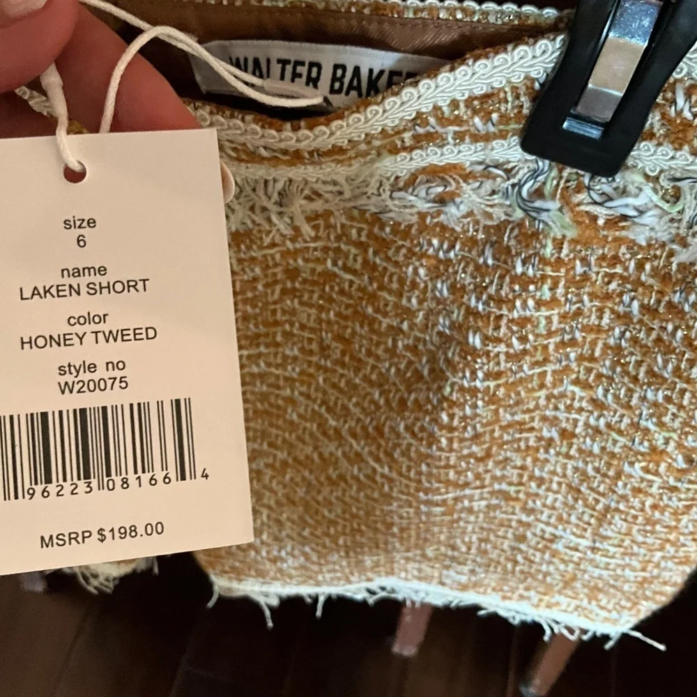 Walter Baker Tan High Waist Shorts with Textured Design